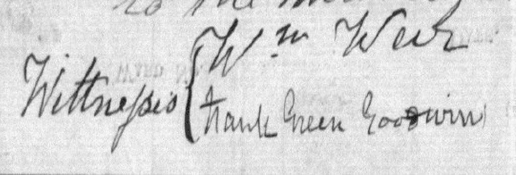 The signature of William Weir, foreman of the jury, from the inquest record of Gabriel Blewett, VPRS 24/P0, Unit 239, Item 1870/421 Gabriel Blewett; and the signature of William Weir, witness to the codicil of Gabriel Blewett’s will, VPRS 7591/P1, Unit 38, Item 8/469 Gabriel Blewitt.