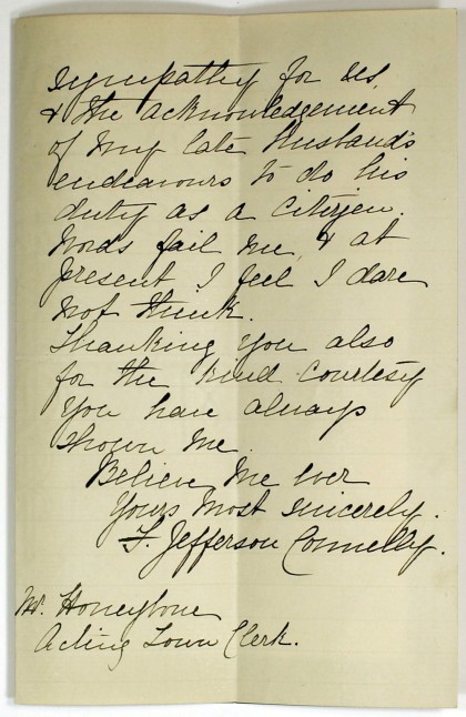 Mrs Connelly’s letter to Bendigo Council, 30 November 1892. BRAC, VPRS 16936/P1, Unit 35, Bundle 21-30 November 1892.