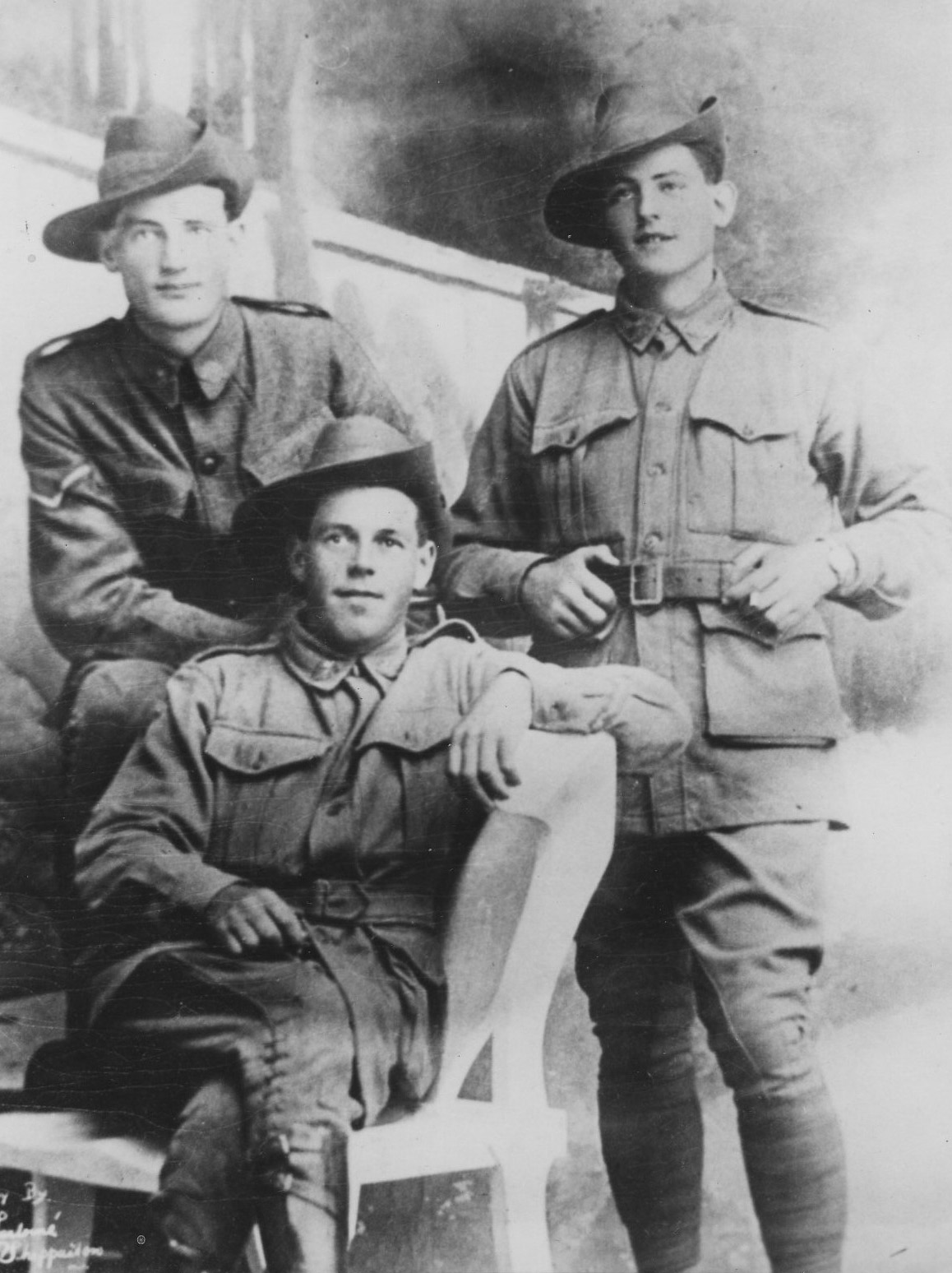 Black and white photography of Doody cousins from the third generation in Manchester on their way to the Western Front.