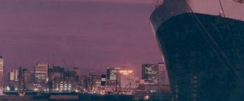 Photo of ship docked in twilight